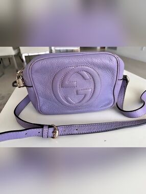 Gucci Soho Disco Crossbody Bag Purple Leather Small
